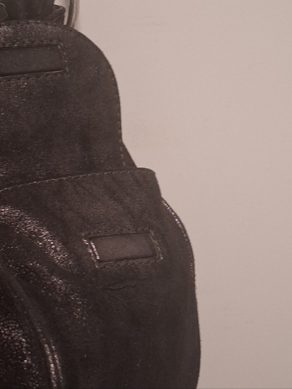 Vintage Y2K Juicy Couture Black Metallic Shimmer Leather Shoulder Bag Hobo - Picture 8 of 10